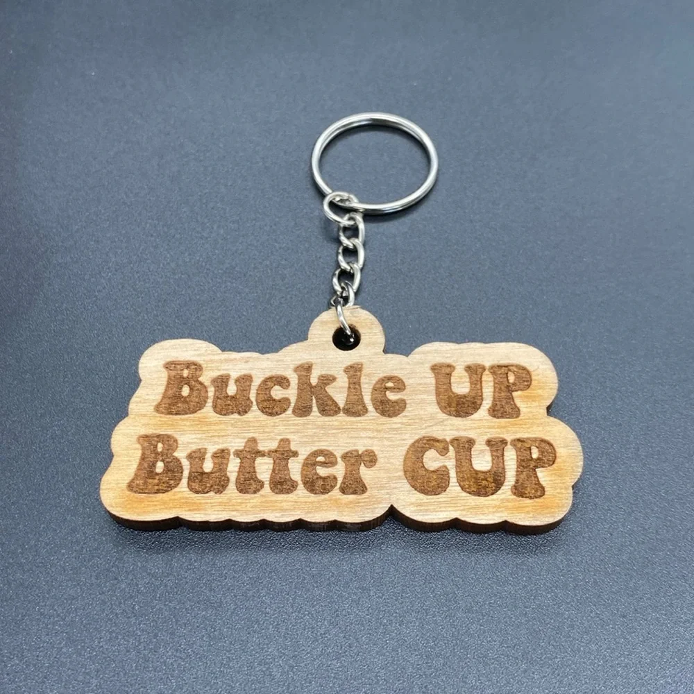 Item 645 Wooden Butter Up Butter Cup Keychain